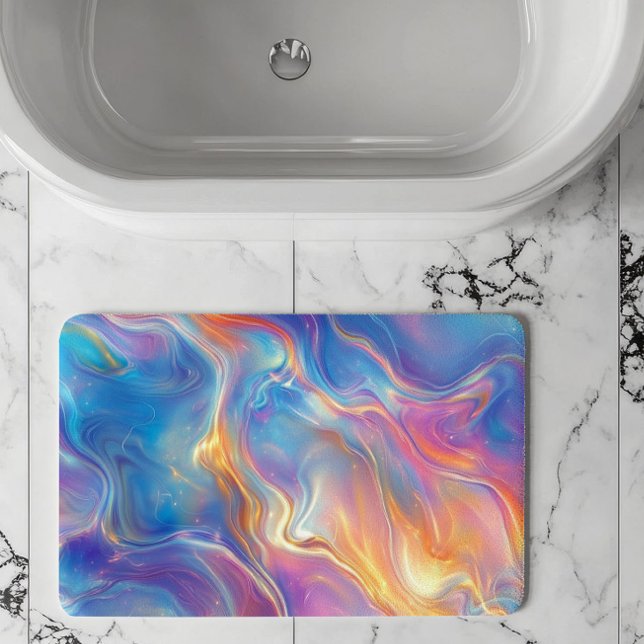 Tapis De Bain Colorful opal swirly flowing marble texture (Créateur téléchargé)
