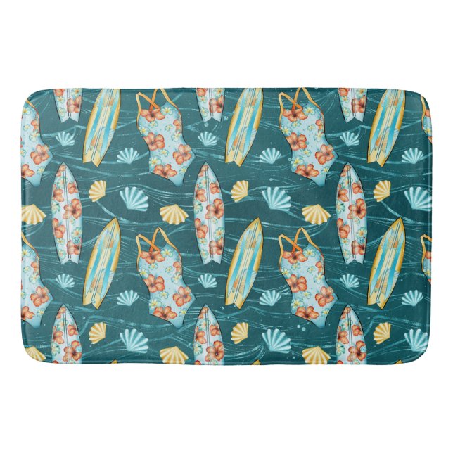 TAPIS DE BAIN COMBINAISONS DE BAIN ÉTÉ VERTS PLANCHES DE SURF ET (Devant)
