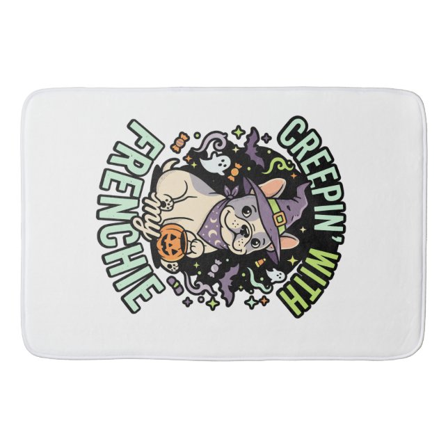 Tapis De Bain Compagnon effrayant de bouledogue français Hallowe (Devant)