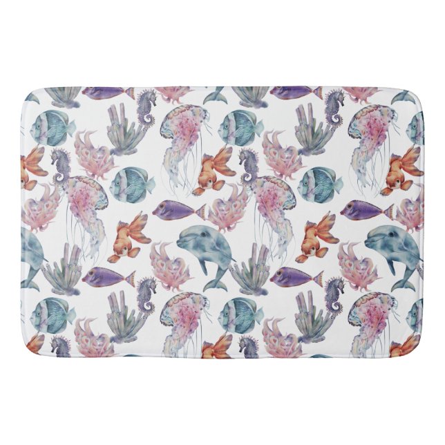 Tapis De Bain Composition de aquarelle sous-marine Série Design  (Devant)