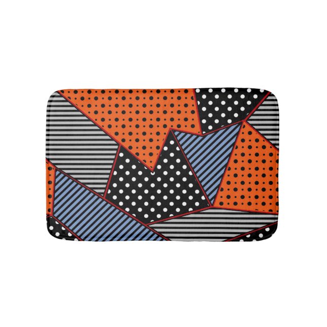 Tapis De Bain Composition géométrique Abstraite : Bleu orange (Devant)