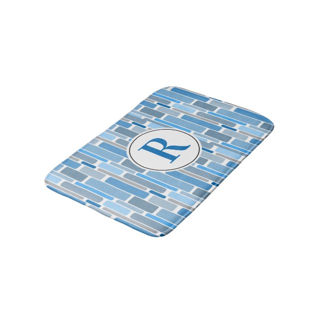 Tapis De Bain Conception abstraite bleue. Personnalisable. (Angle)