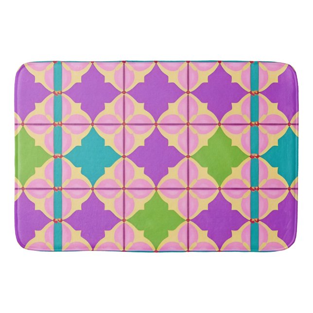 Tapis De Bain Conception Abstraite Géométrique Colorée (Devant)