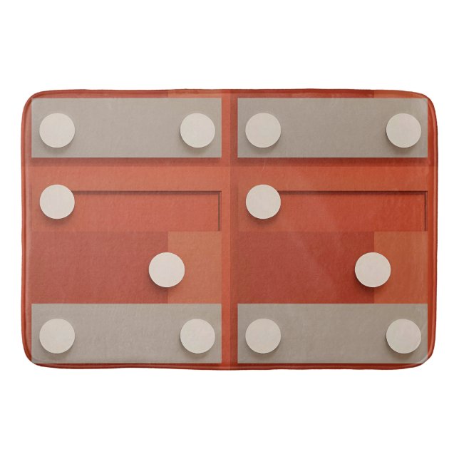 Tapis De Bain Conception Abstraite Rouge Avec Formes Géométrique (Devant)