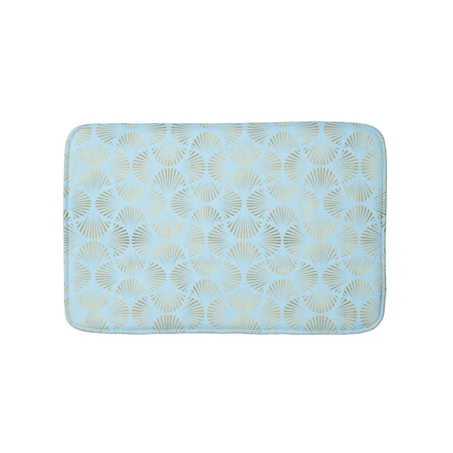 Tapis De Bain Conception Art Déco, motif sarcelle et or (Devant)