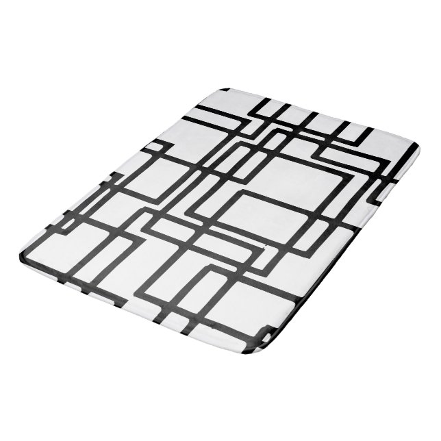 Tapis De Bain Conception artistique de carrés noirs imbriqués (Angle)