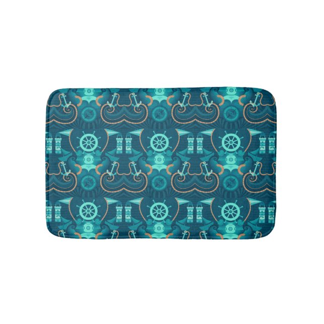 Tapis De Bain Conception bleue nautique (Devant)