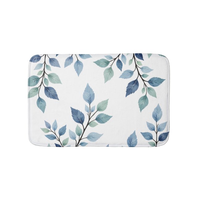 Tapis De Bain Conception botanique de feuilles à l'aquarelle ble (Devant)