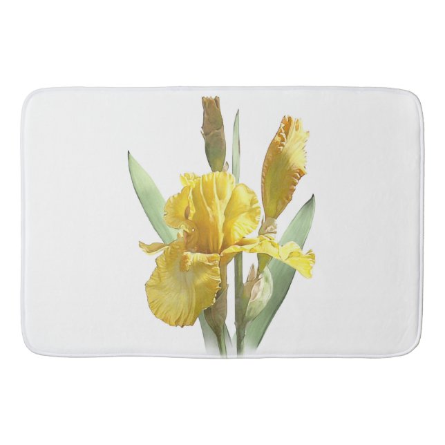 Tapis De Bain Conception botanique de fleur d'iris barbu jaune (Devant)