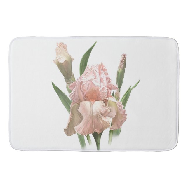 Tapis De Bain Conception botanique de fleur d'iris barbu rose (Devant)