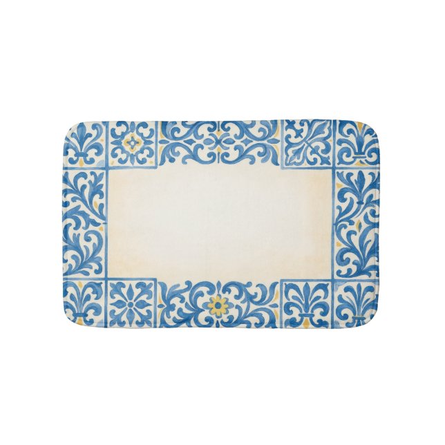 Tapis De Bain Conception d'aquarelle fixe portugaise Azulejo (Devant)