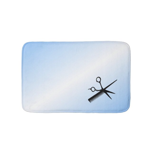 Tapis De Bain Conception de barbier beautician bleu (Devant)