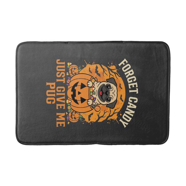 Tapis De Bain Conception de bonbons drôle de Pug Halloween_1 (Devant)
