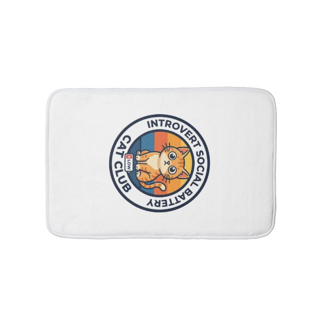 Tapis De Bain Conception de chat de batterie sociale introverti  (Devant)
