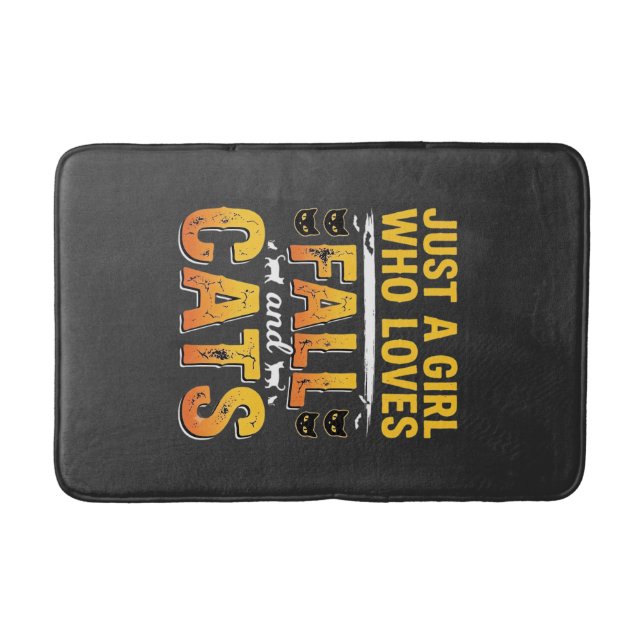 Tapis De Bain Conception de chats fille d'automne Halloween_1 (Devant)