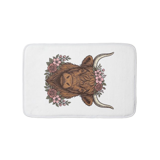 Tapis De Bain Conception de chemise vectorielle de vache highlan (Devant)