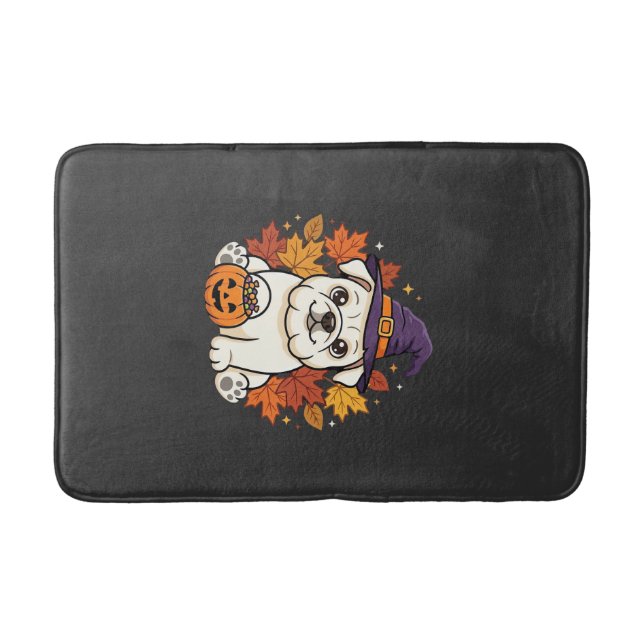 Tapis De Bain Conception de chien de citrouille d'Halloween de B (Devant)