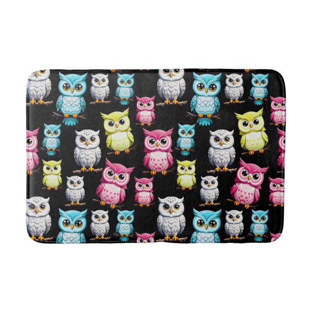 Tapis De Bain Conception de chouettes oiseaux mignons  (Devant)