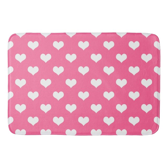 Tapis De Bain Conception de cœurs adorables roses blancs  (Devant)