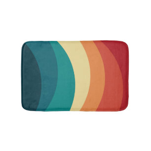 Tapis De Bain Conception de courbes colorées de style rétro