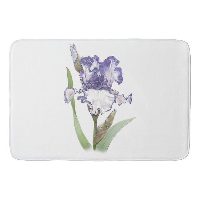 Tapis De Bain Conception de fleur d'iris violet à fronces (Devant)