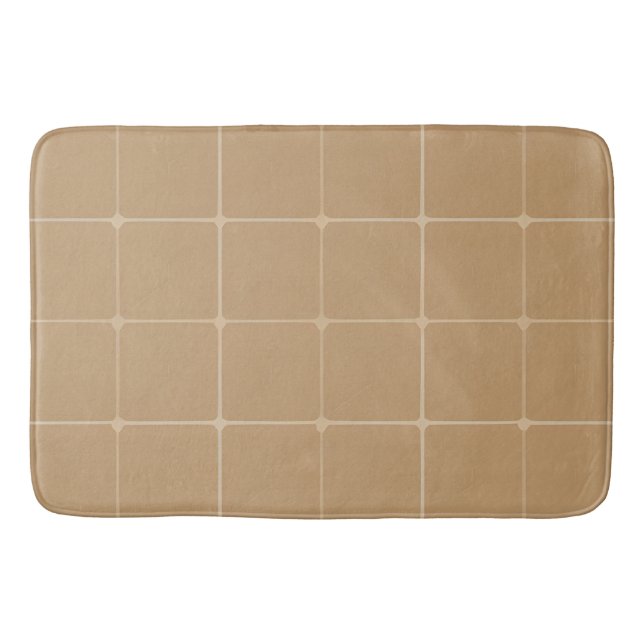 Tapis De Bain Conception de fond de carreaux géométriques beige (Devant)