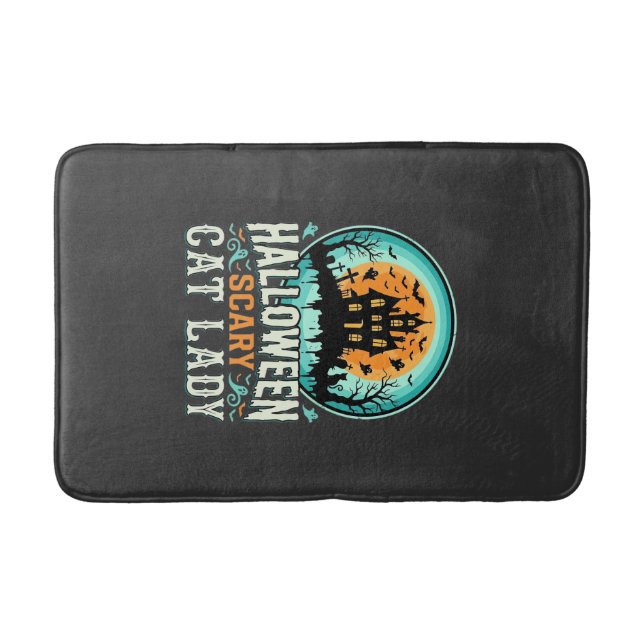 Tapis De Bain Conception de maison hantée de dame de chat effray (Devant)