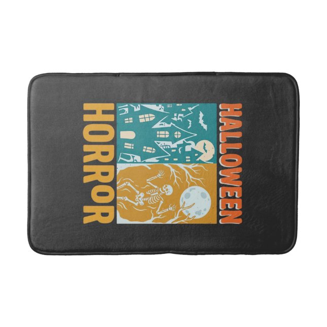 Tapis De Bain Conception de maison hantée Halloween Lune squelet (Devant)