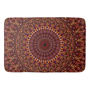 Tapis De Bain Conception de mandala marron floral