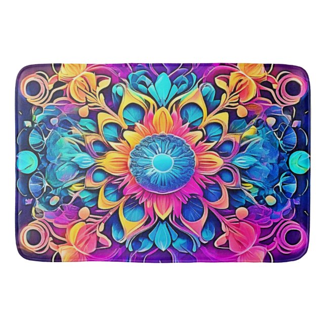 Tapis De Bain Conception de Mandala psychédélique (Devant)