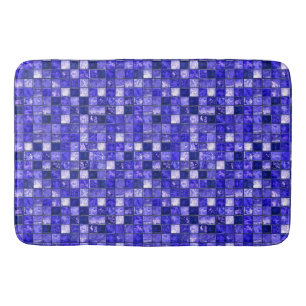 Tapis De Bain Conception de mosaïque bleue abstraite avec textur