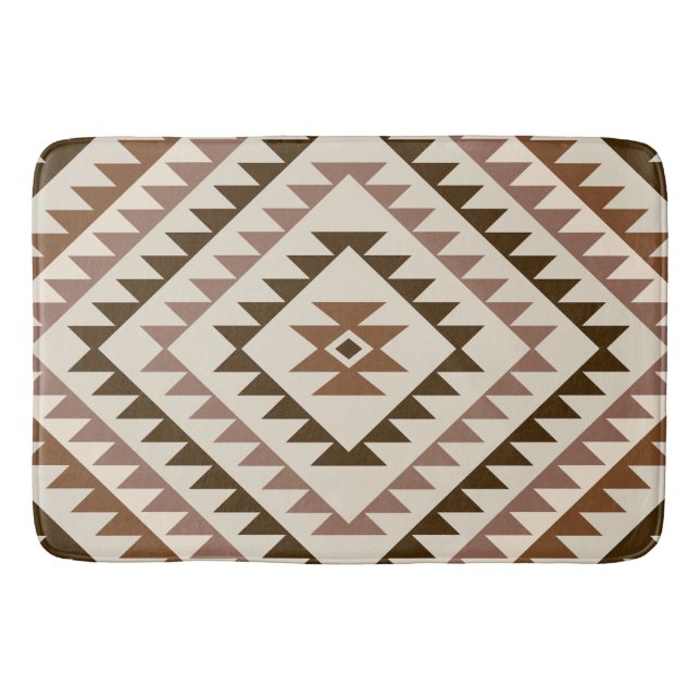 Tapis De Bain Conception de motif diamant aztèque Brun+Crème (Devant)