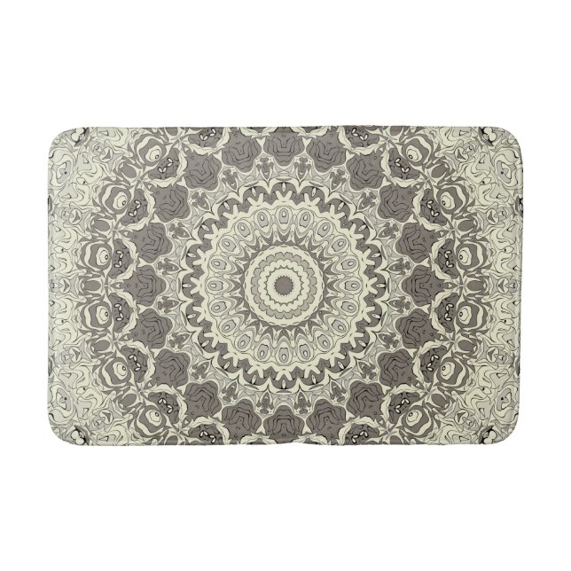 Tapis De Bain Conception de motif mandala beige et taupe (Devant)