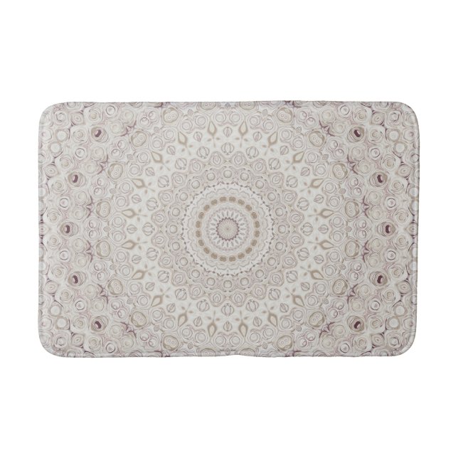 Tapis De Bain Conception de motif mandala beige et taupe (Devant)