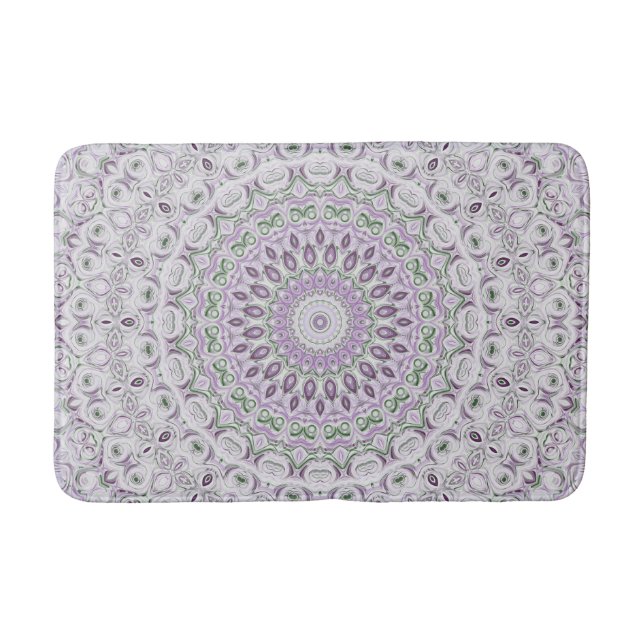 Tapis De Bain Conception de motif mandala lavande et vert (Devant)