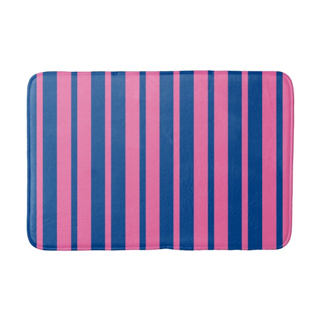 Tapis De Bain Conception de motif rayé élégant rose bleu  (Devant)
