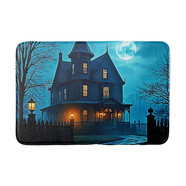 Tapis De Bain Conception de nuit au clair de lune bleu du manoir (Devant)