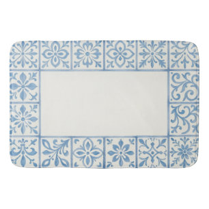 Tapis De Bain conception de papeterie bleue de carreau d'Azulejo