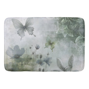 Tapis De Bain Conception de papillons fleurs abstraits vintage 4