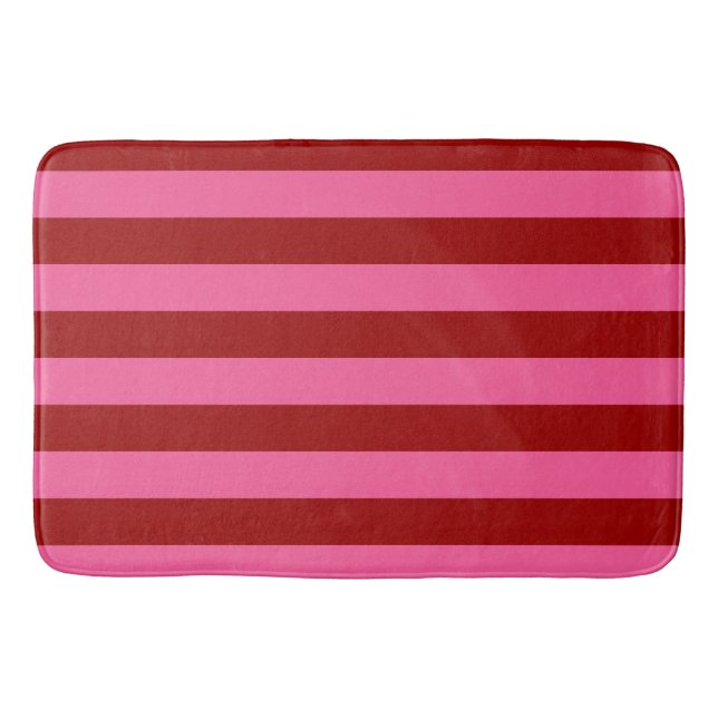 Tapis De Bain Conception de rayures rouges rose bordeaux  (Devant)