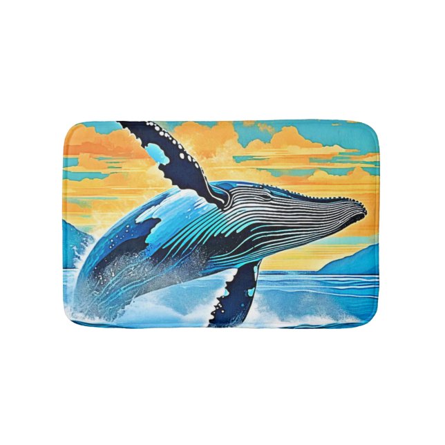 Tapis De Bain Conception de saut de liberté océanique de baleine (Devant)
