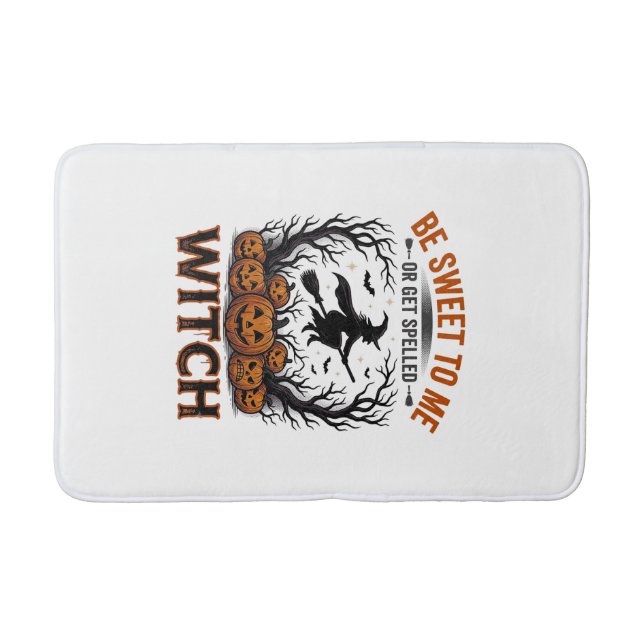 Tapis De Bain Conception de sorcière d'Halloween Sois doux ou so (Devant)