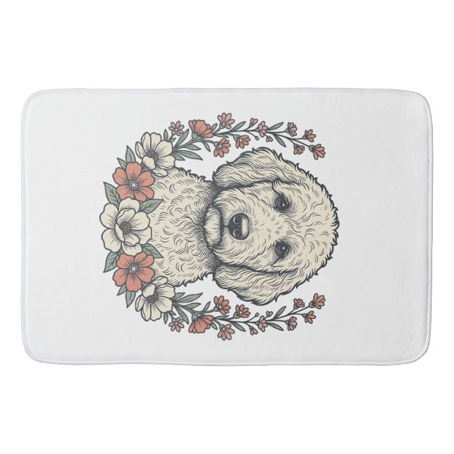 Tapis De Bain Conception de T-Shirt de Portrait de Chien Bouclé  (Devant)