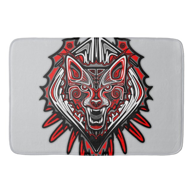 Tapis De Bain Conception de totem tribal Haida Loup (Devant)