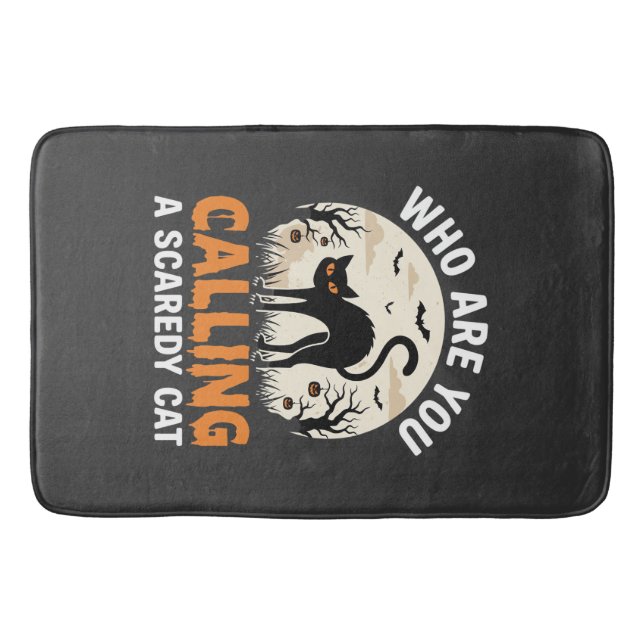 Tapis De Bain Conception de vecteur de chat noir drôle d'Hallowe (Devant)