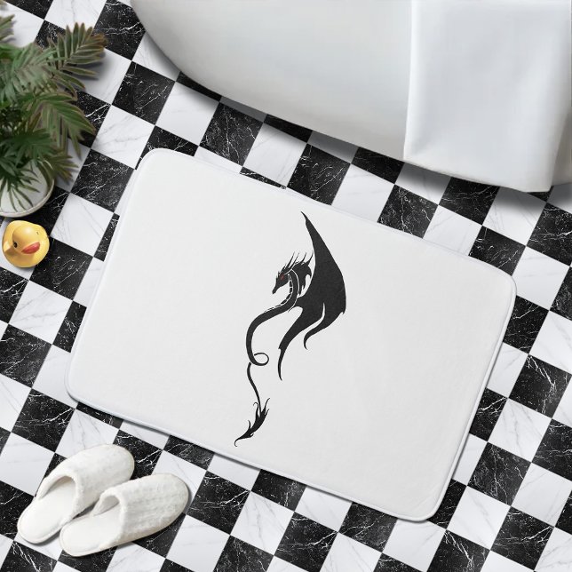 Tapis De Bain Conception d'illustration de dragon tribal noir et (Créateur téléchargé)
