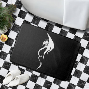 Tapis De Bain Conception d'illustration de dragon tribal noir et