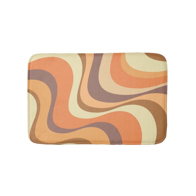 Tapis De Bain Conception d'ondes rétrogrades modernes multicolor (Devant)