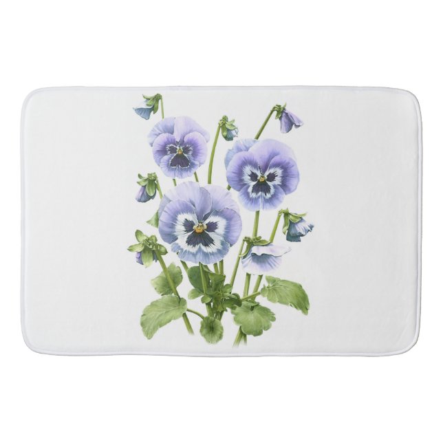 Tapis De Bain Conception florale de pensées violettes (Devant)
