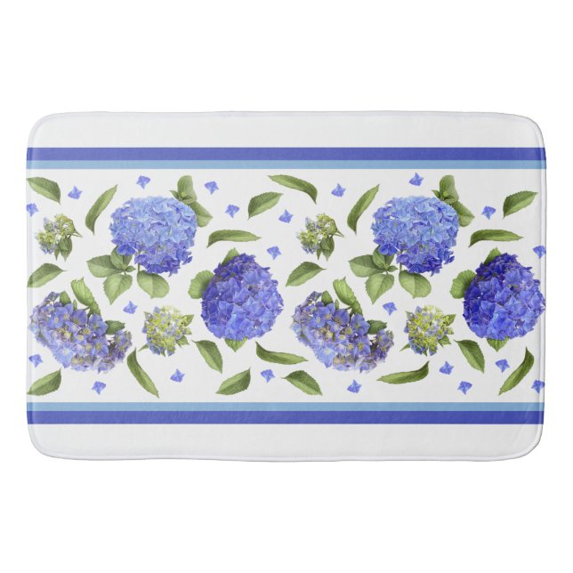 Tapis De Bain Conception florale d'hortensias bleus (Devant)